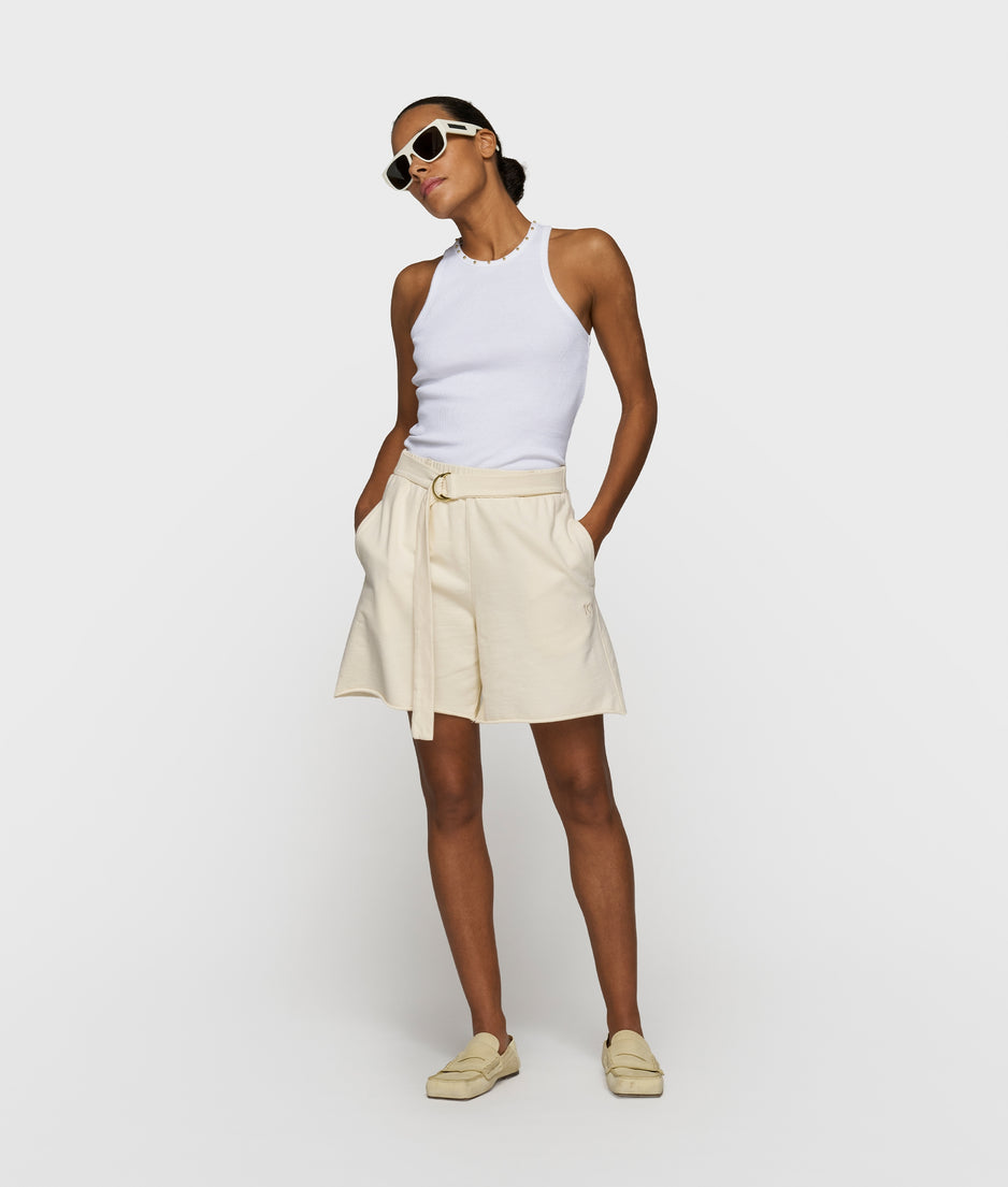 tank top rib pearls | white