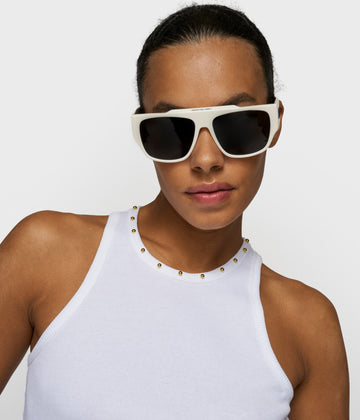 tank top rib pearls | white