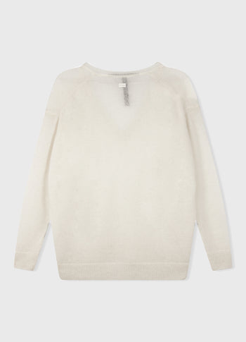THE V-NECK KNIT SWEATER | ecru