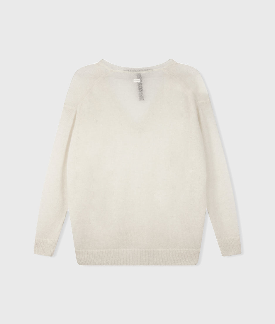 THE V-NECK KNIT SWEATER | ecru