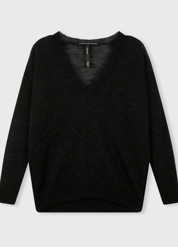 THE V-NECK KNIT SWEATER | black