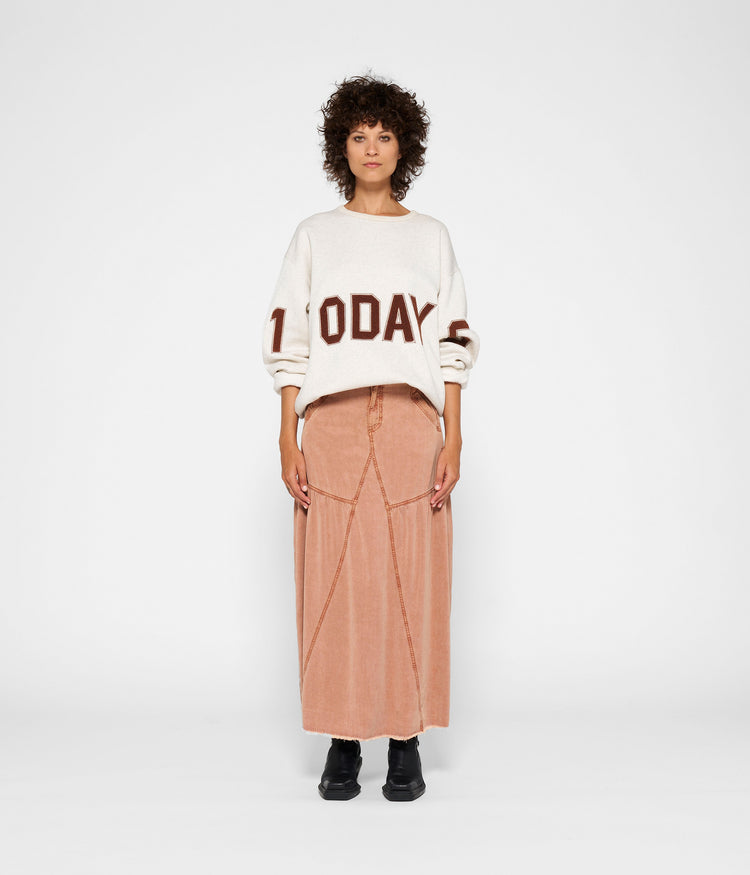 maxi skirt tencel | saddle brown
