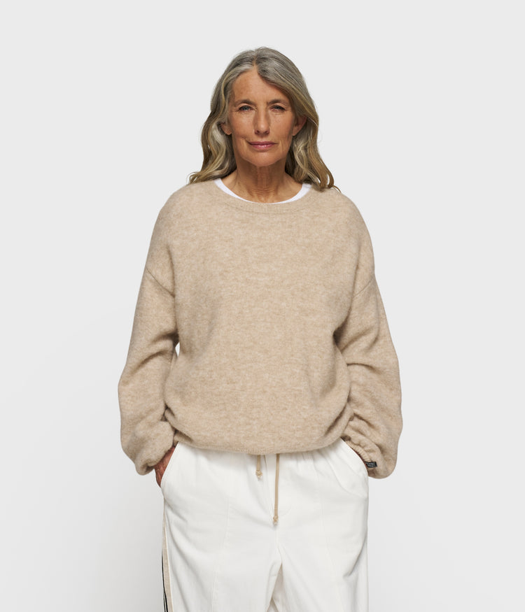 soft round neck sweater knit | earth