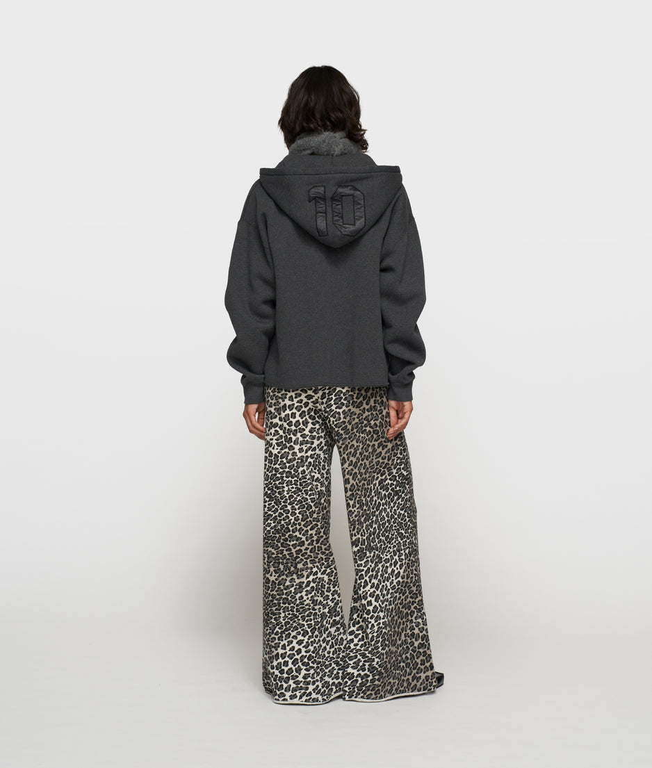wide leg jogger leopard | soft white melee