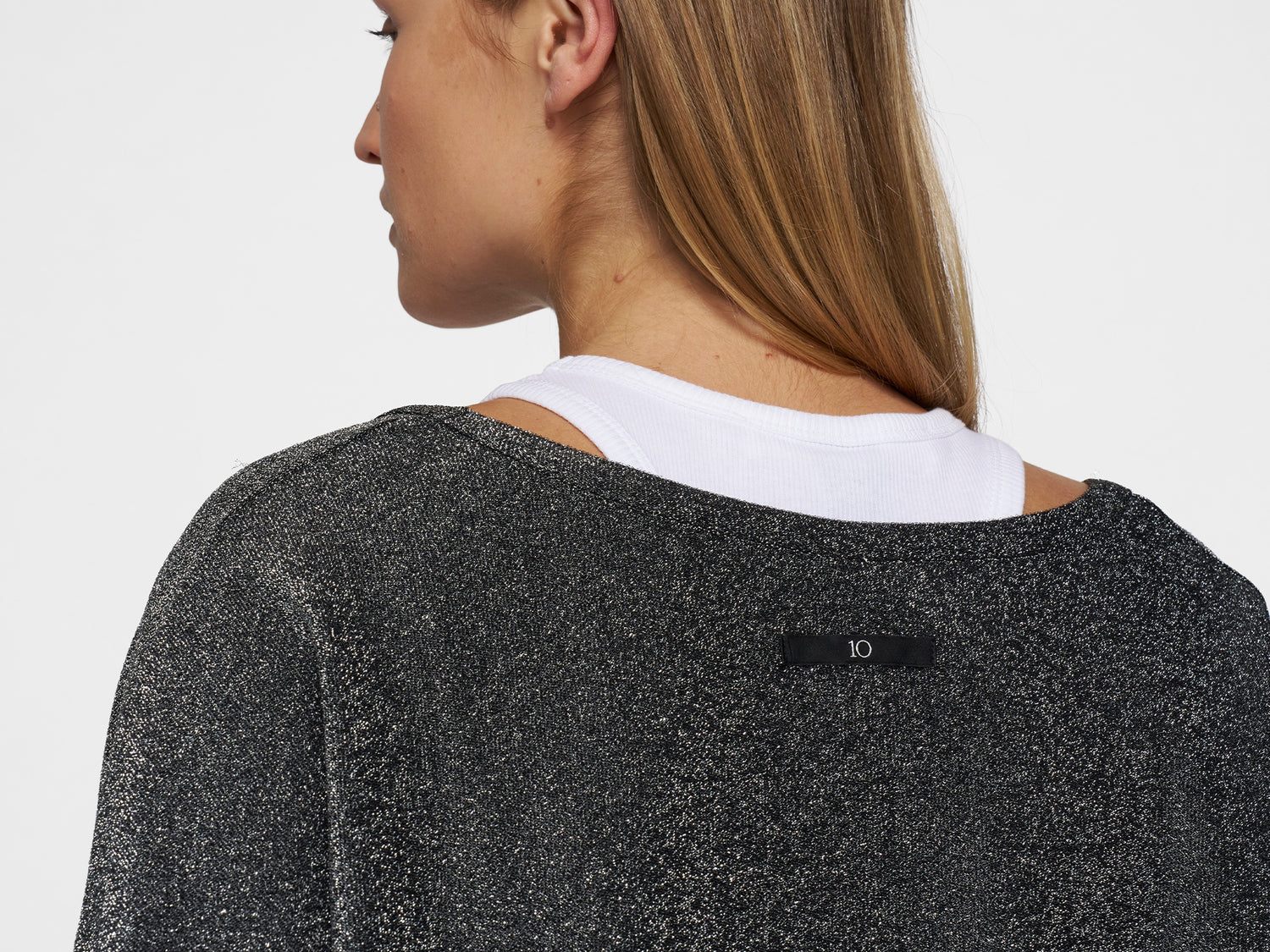 deep neck sweater glitter | black