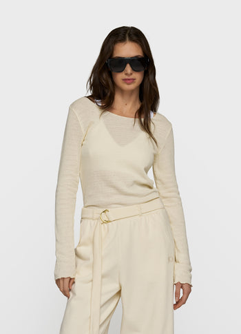 long sleeve tee mesh | soft vanilla