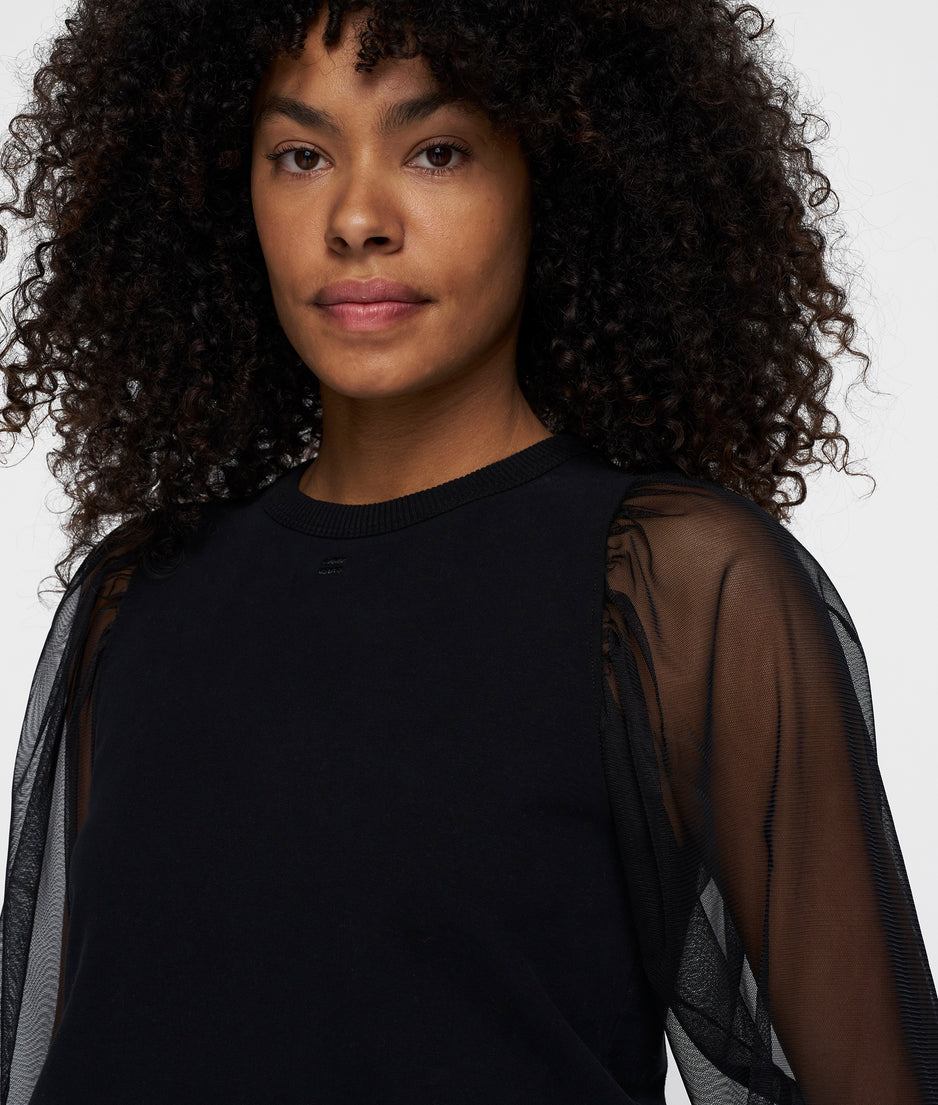 soft sweater puff sleeves | black