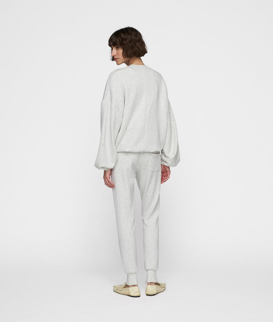 soft scuba cuff jogger | white grey melee