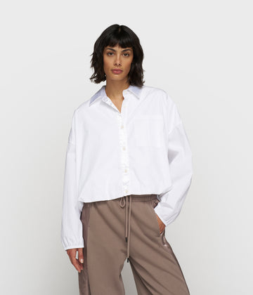 cropped smoking blouse | white