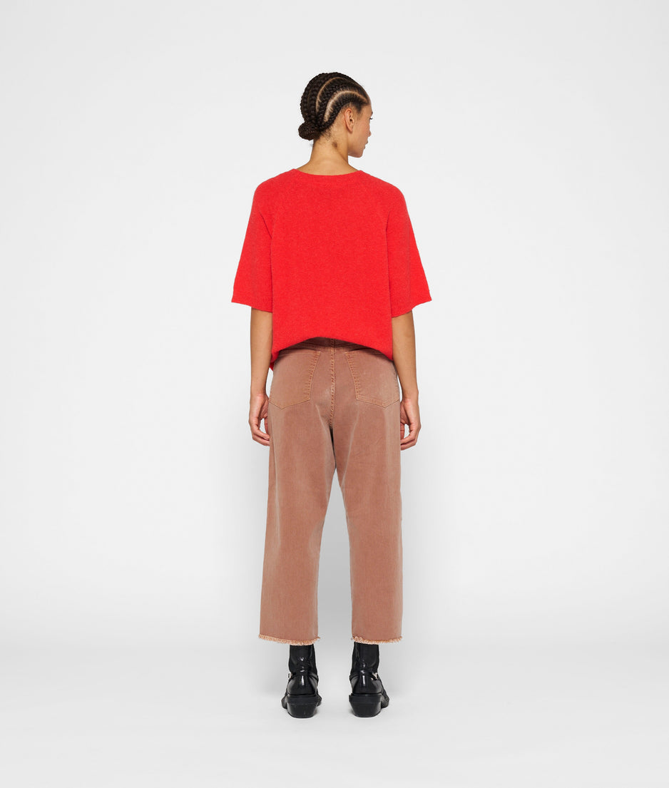shortsleeve sweater knit | coral red