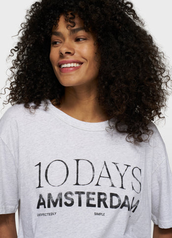 crew neck tee logo | white grey melee