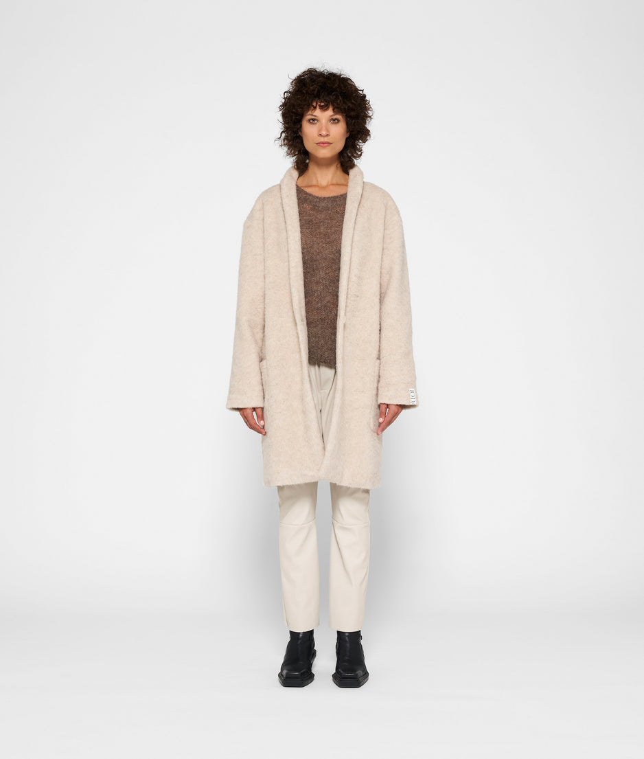 wool coat | ecru