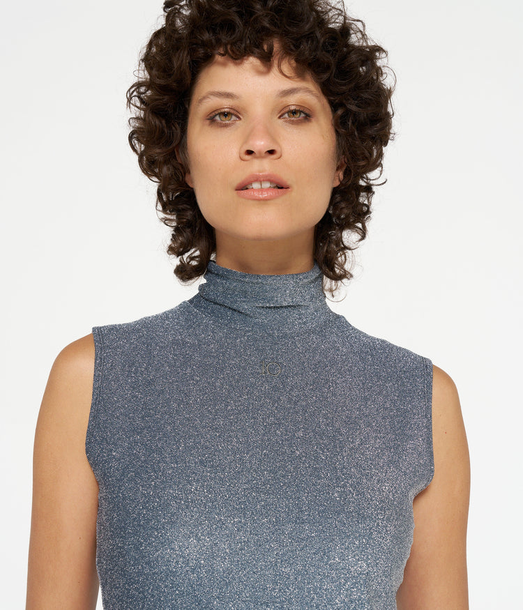 turtleneck top glitter | black