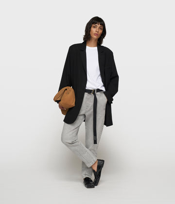 belted pants denim | grey wash