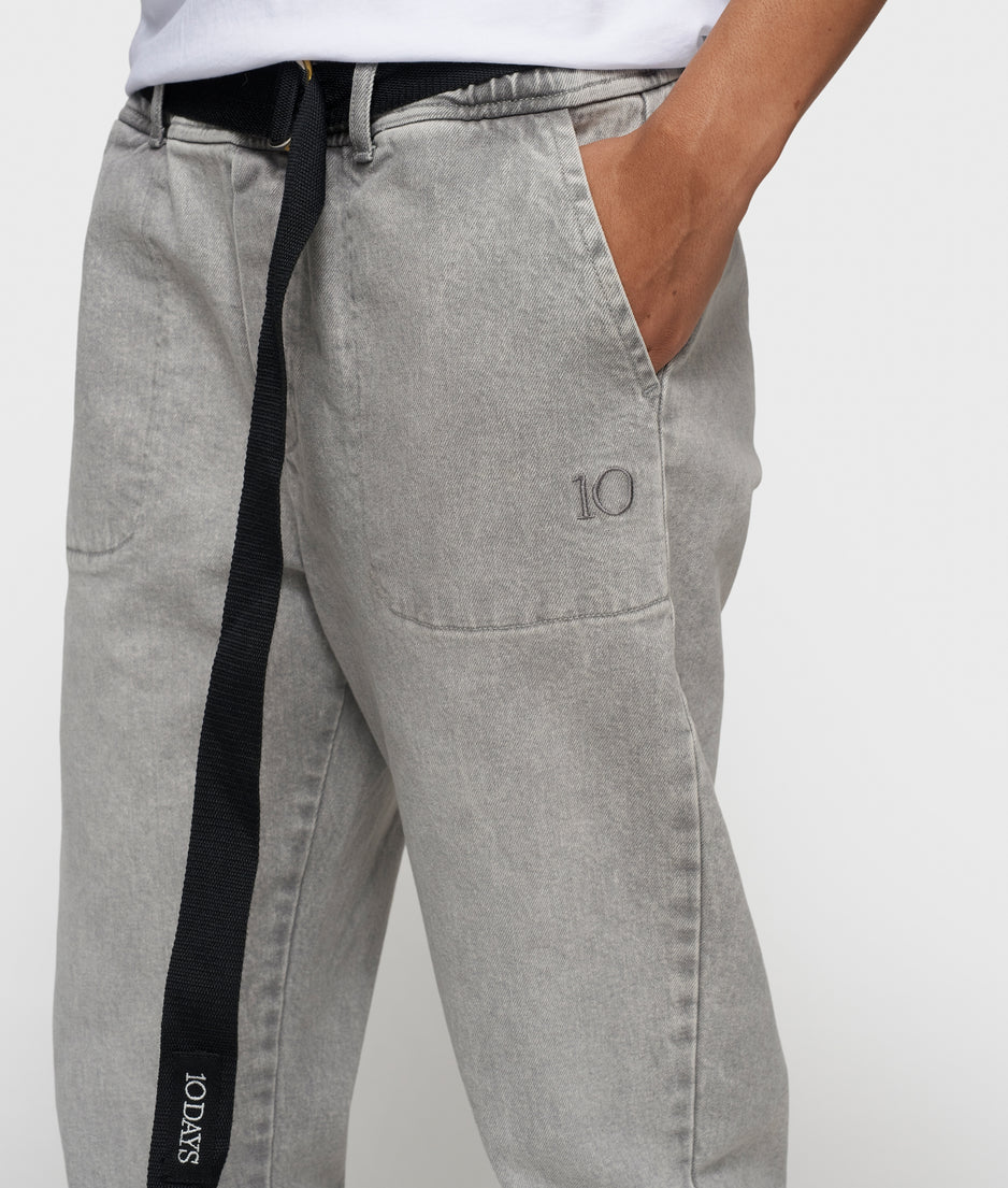 belted pants denim | grey wash