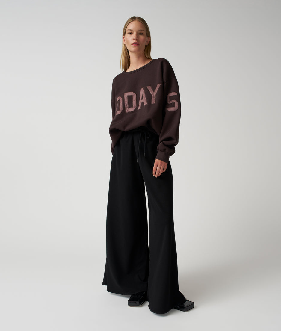 wide leg pants crepe | black