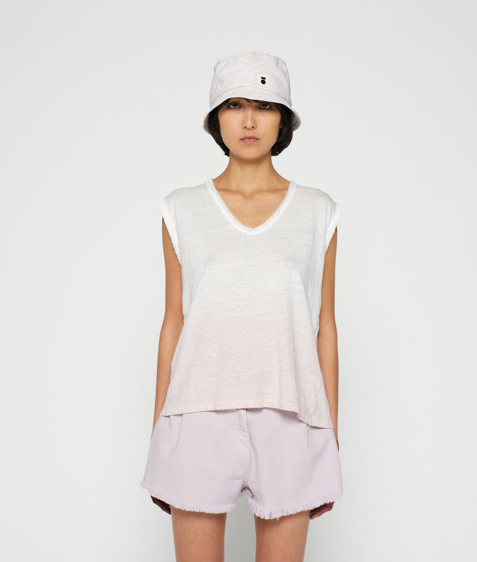 linen singlet dip dye | pale lilac