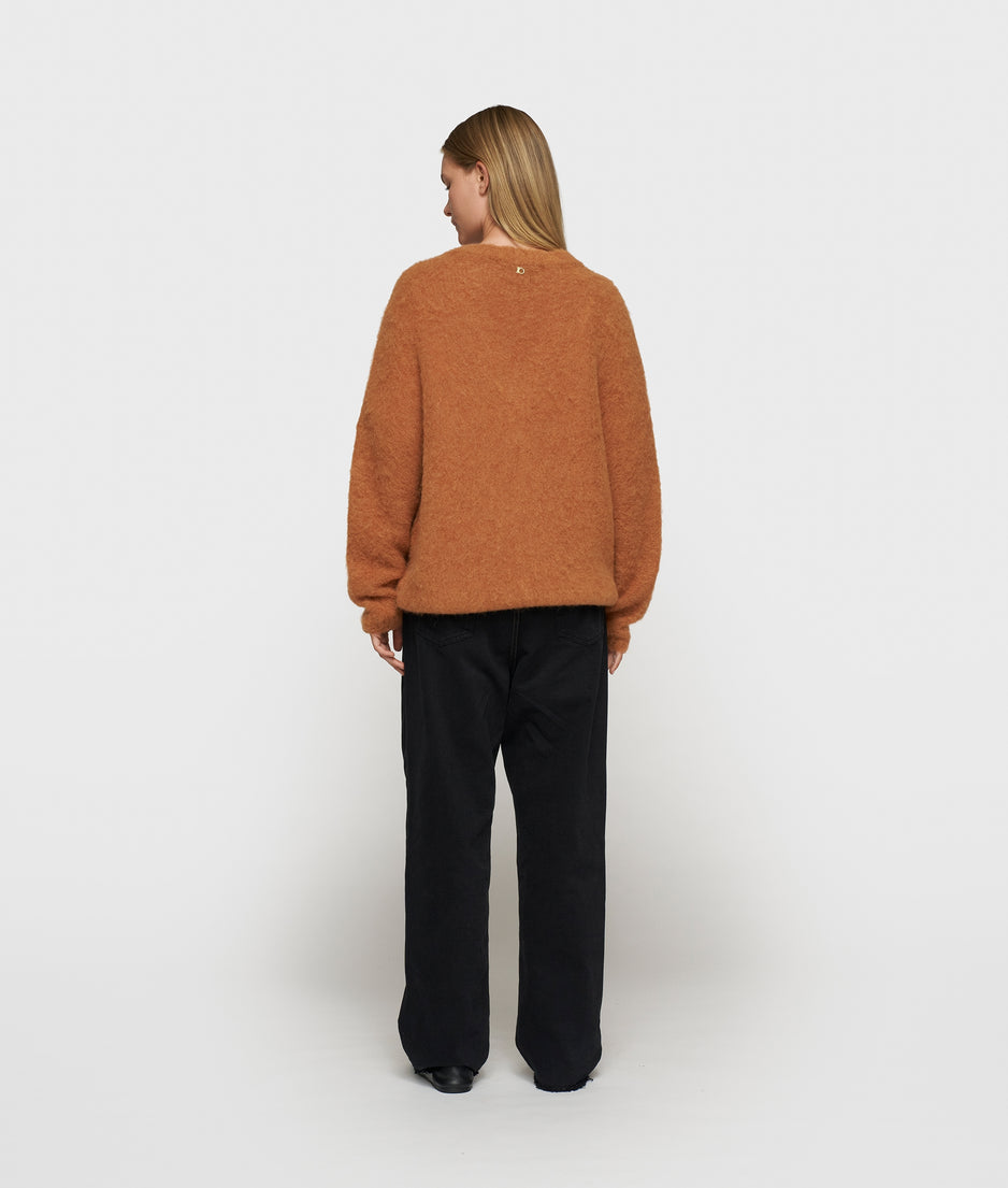 v-neck knit sweater | suede