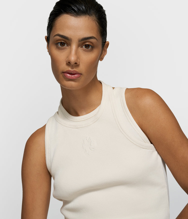 a-symmetric rib top | ecru