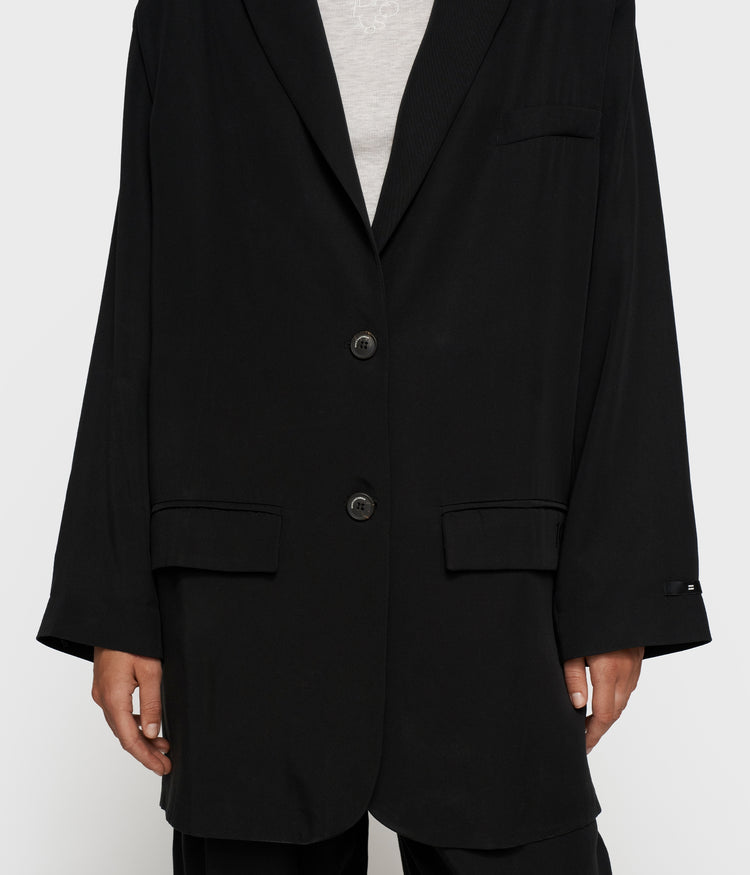 long flowy blazer lyocell | black