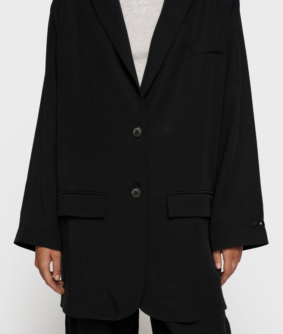 long flowy blazer lyocell | black