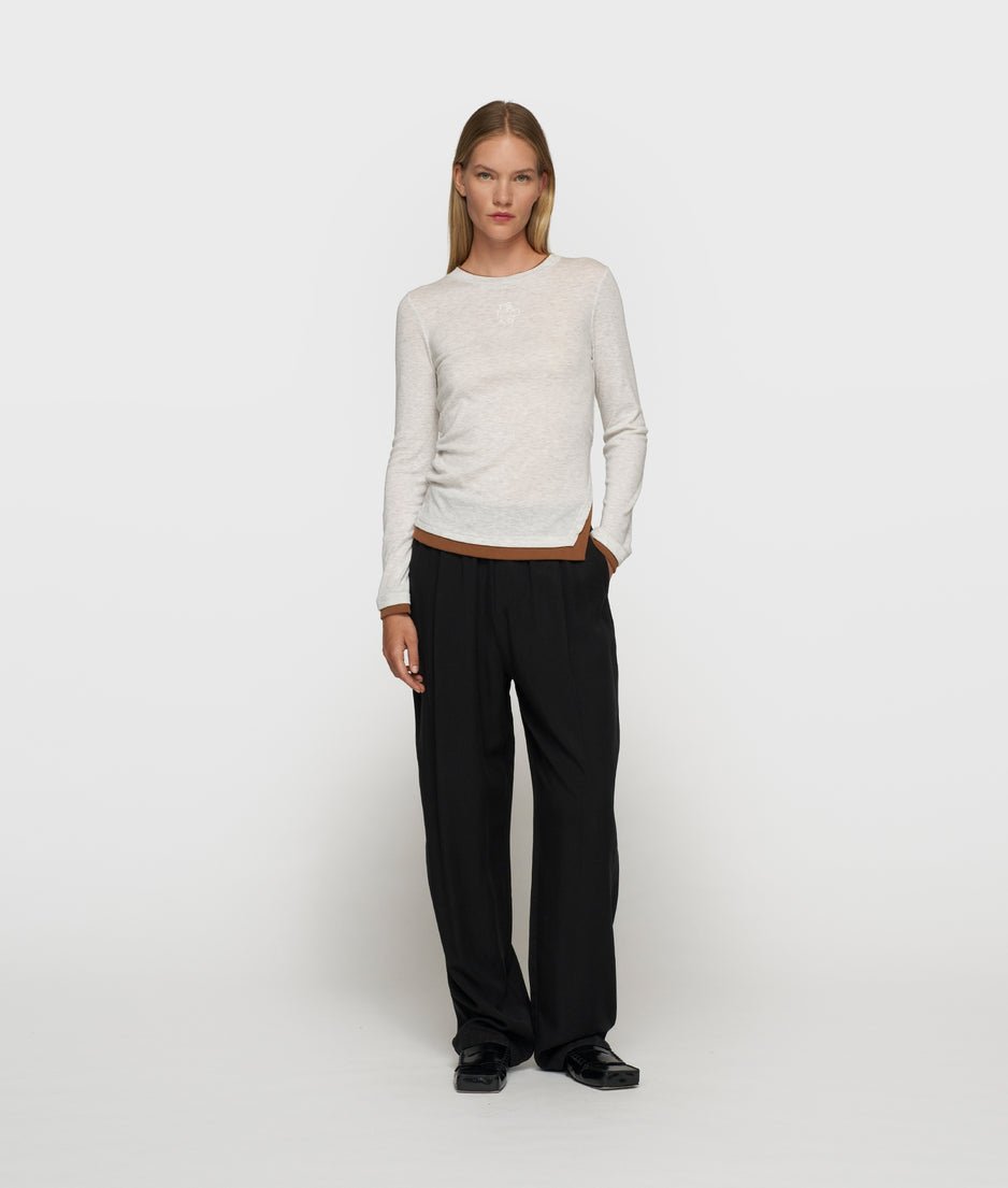 long sleeve tee rib | soft white melee