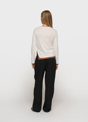 long sleeve tee rib | soft white melee