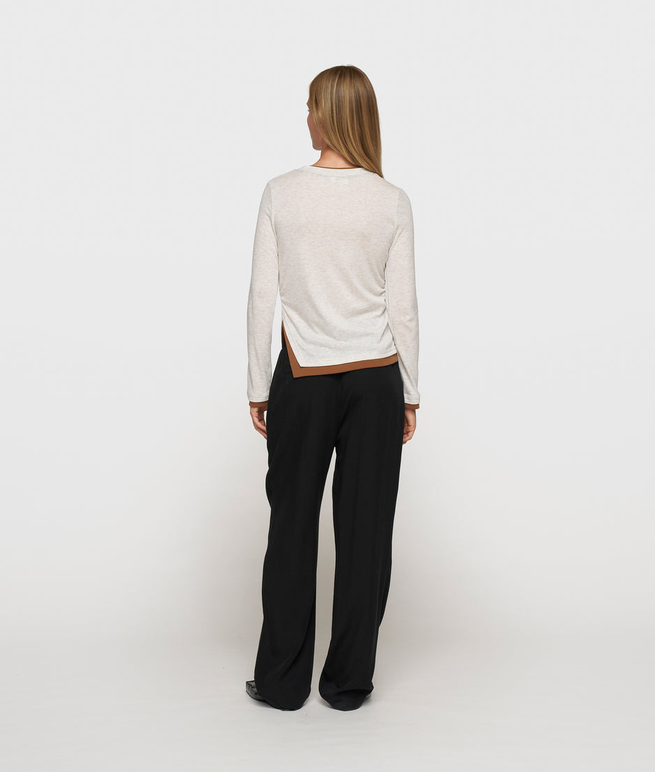 long sleeve tee rib | soft white melee