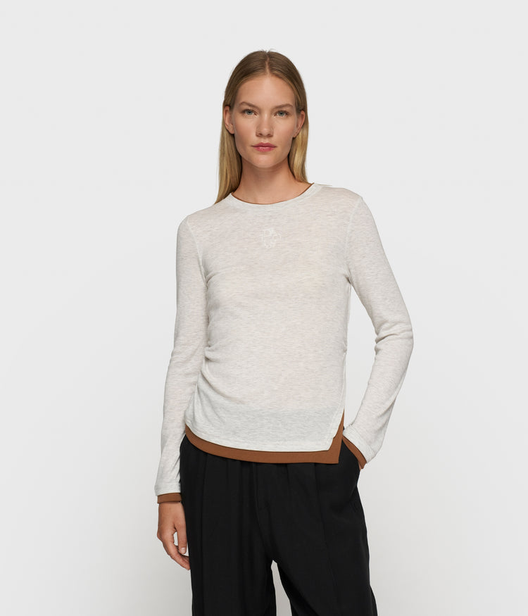 long sleeve tee rib | soft white melee
