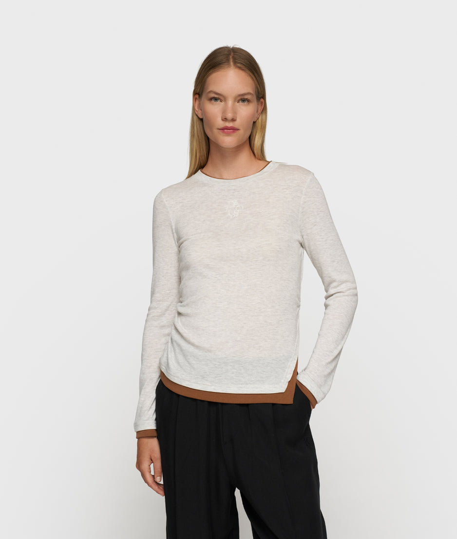 long sleeve tee rib | soft white melee