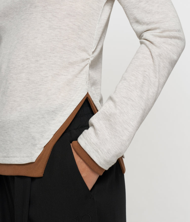 long sleeve tee rib | soft white melee