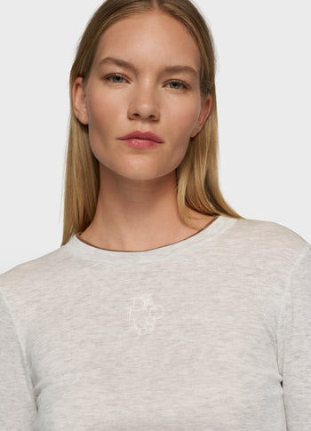 long sleeve tee rib | soft white melee