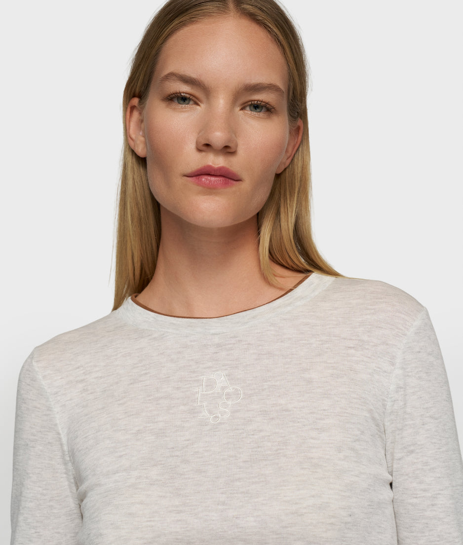 long sleeve tee rib | soft white melee