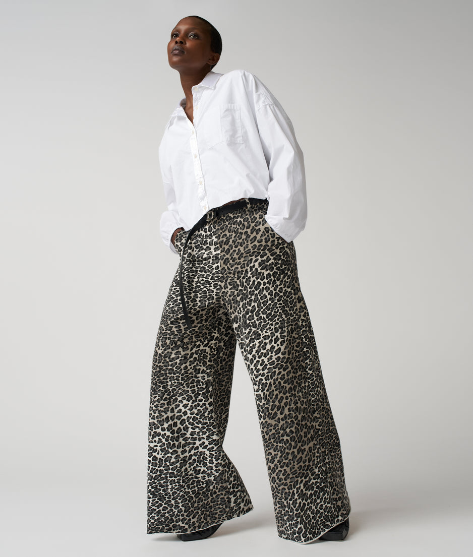 wide leg jogger leopard | soft white melee