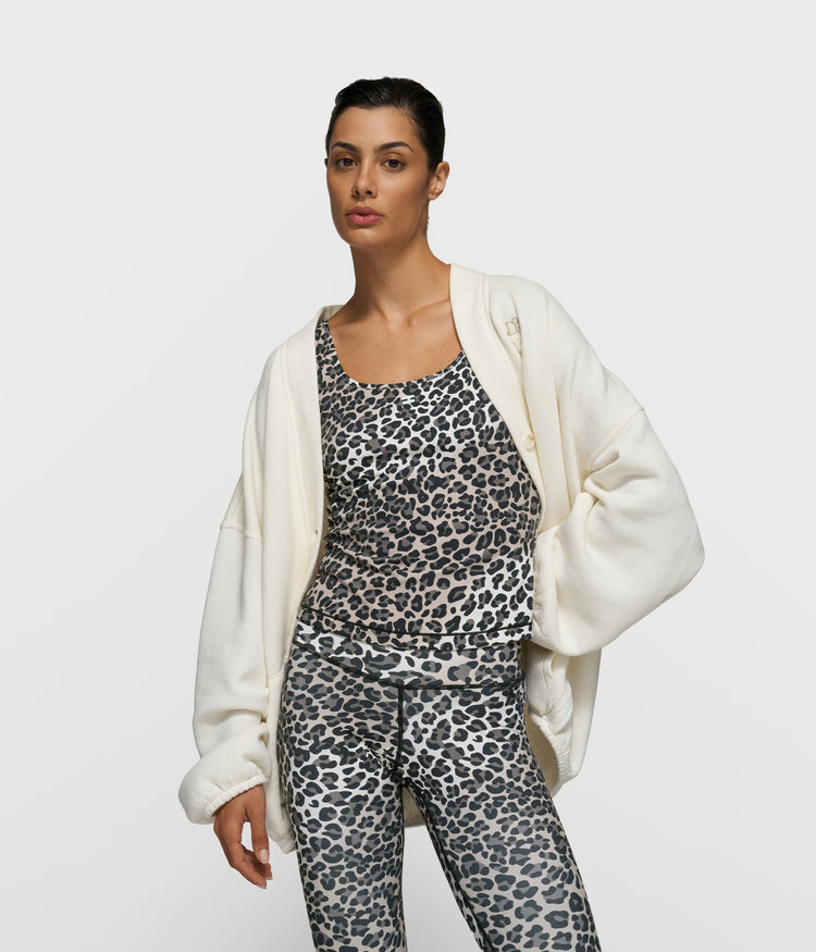 slimfit tanktop leopard | ecru