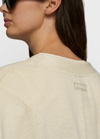 v-neck cardigan mesh | soft vanilla