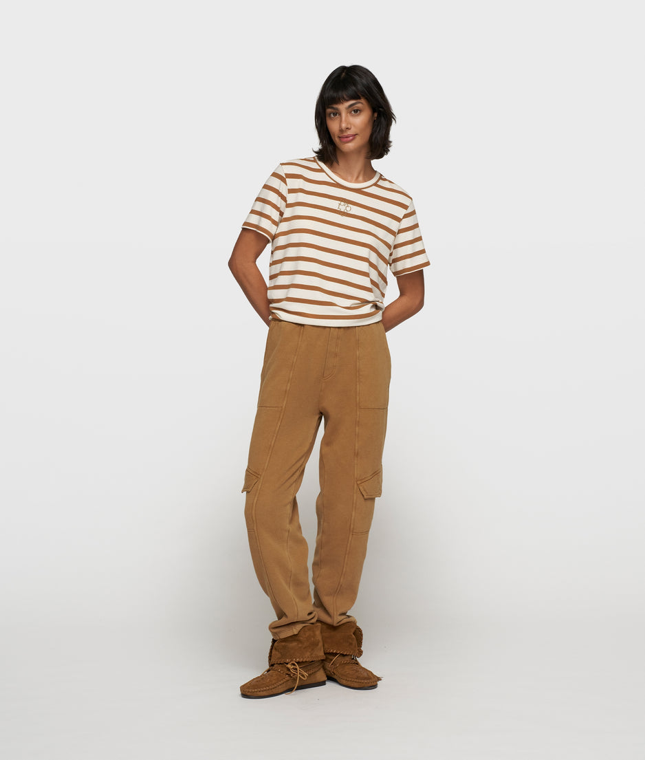 petite tee modal stripes | ecru/suede