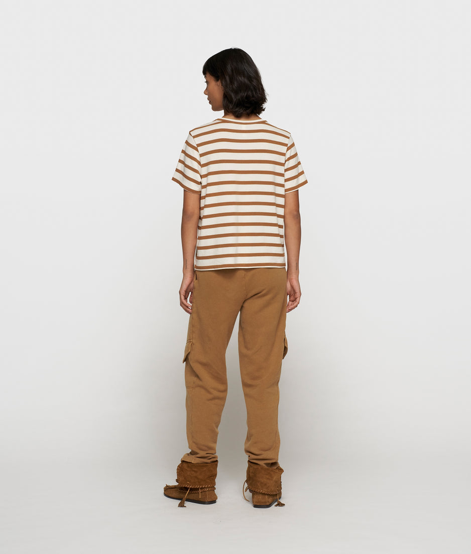 petite tee modal stripes | ecru/suede