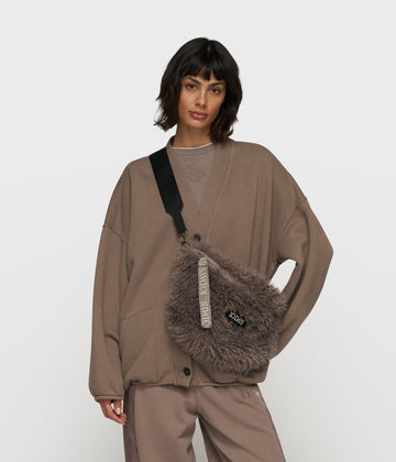 baseball cardigan fleece | moonrock