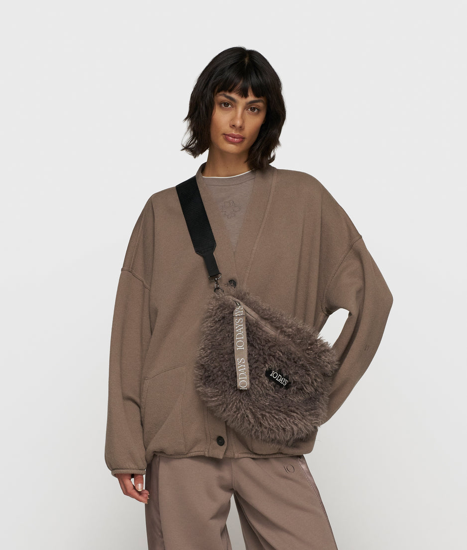 baseball cardigan fleece | moonrock