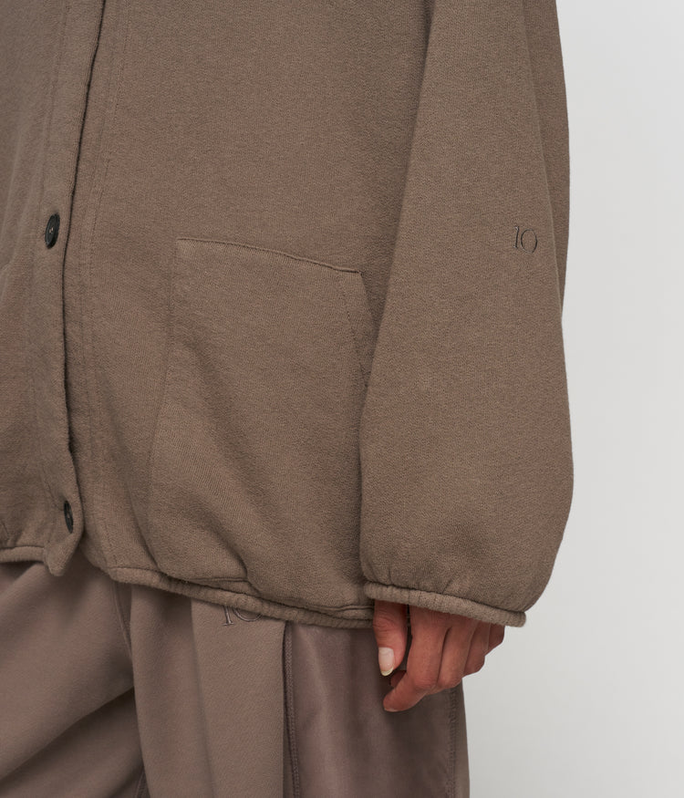 baseball cardigan fleece | moonrock