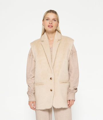 hairy sleeveless blazer | sepia sand