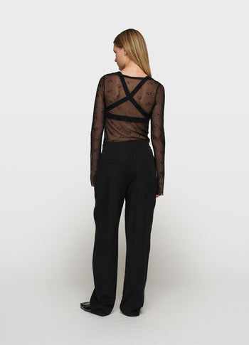 mesh long sleeve monogram | black