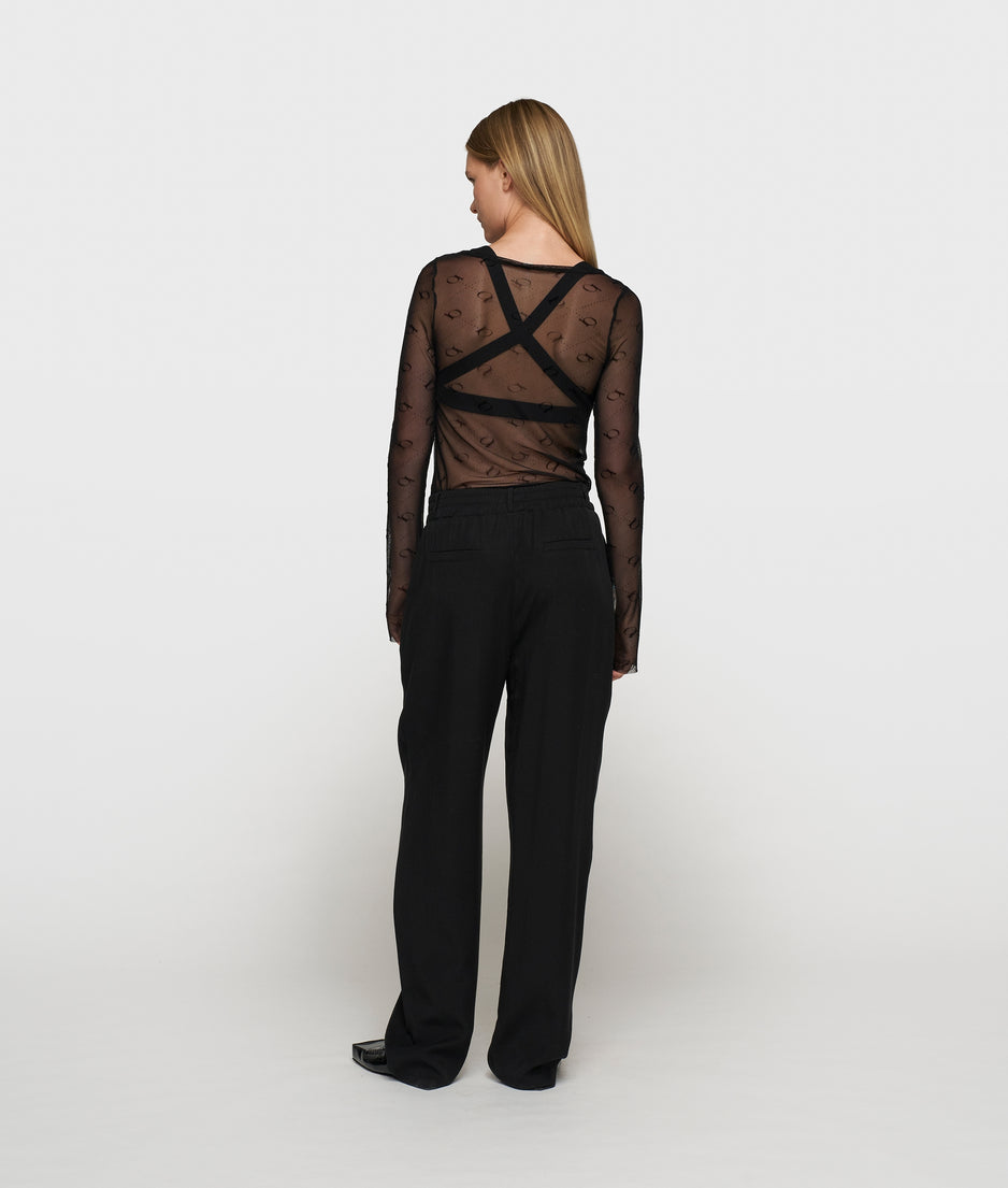 mesh long sleeve monogram | black