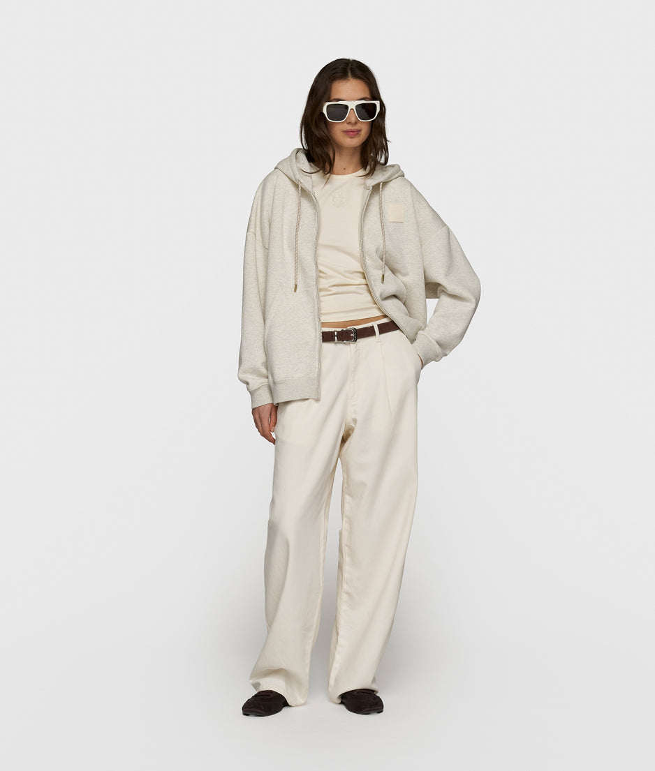 zip cardigan | soft white melee