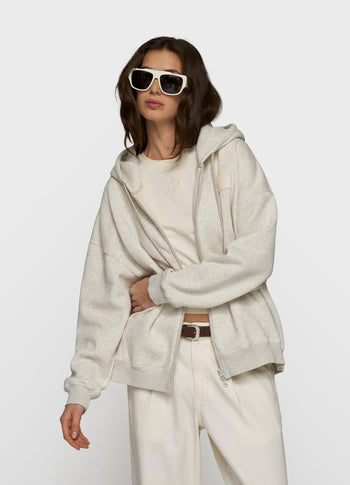 zip cardigan | soft white melee