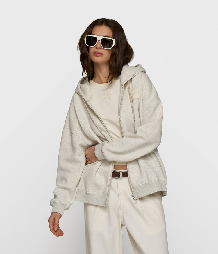 zip cardigan | soft white melee