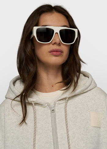 zip cardigan | soft white melee