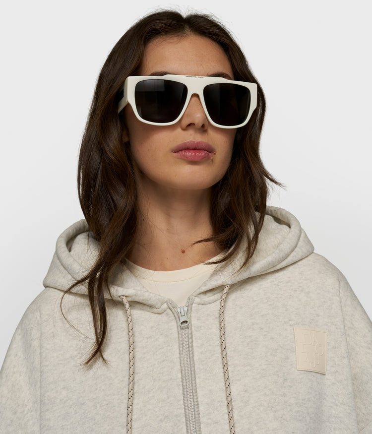 zip cardigan | soft white melee