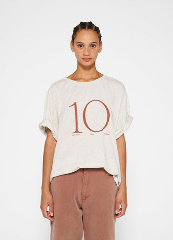 dropped shoulder tee | soft white melee